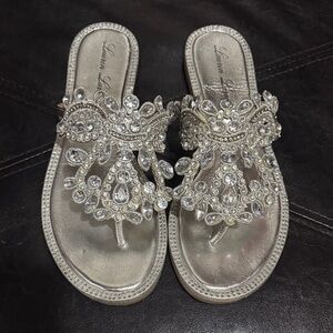 Lauren Lorraine Silver Crystal Embellished Sandals